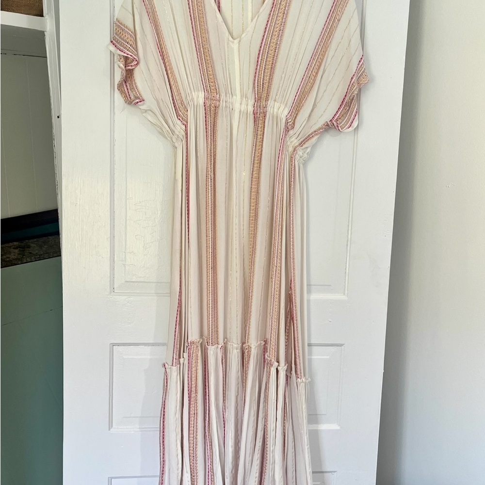Beachy Pink, Cream, and Gold Dress